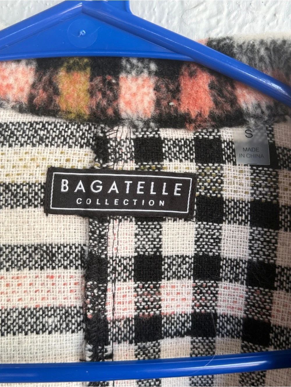 Bagatelle Cream Plaid Shacket with Pink and Olive Stripes‎ size small